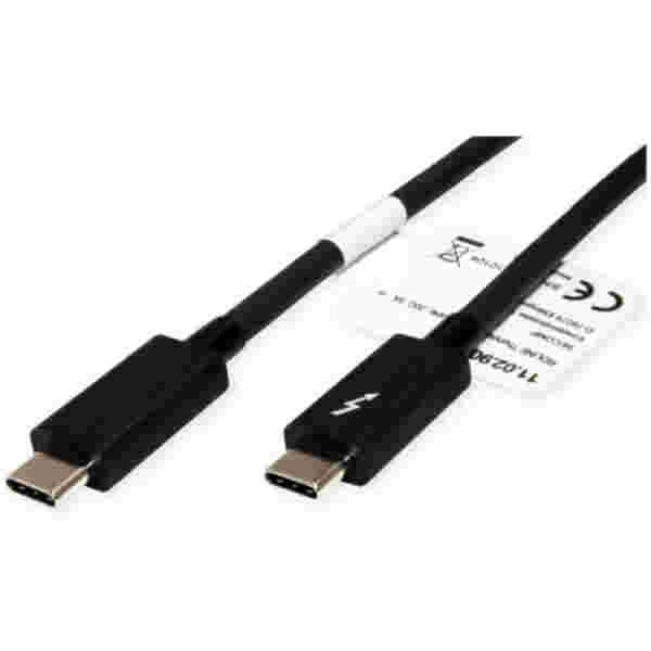Kabel USB-C => USB-C (Thunderbolt 3) 2,00m 20GBit/s 5A Roline črn