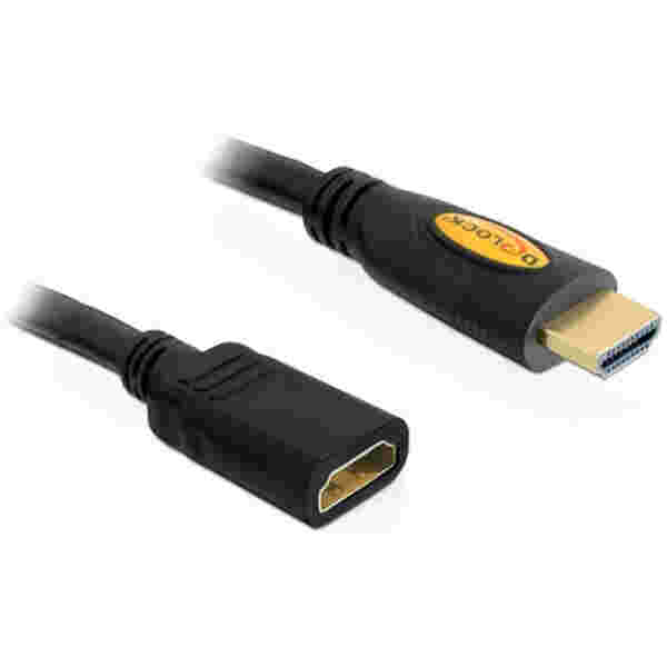 KABEL HDMI/HDMI M/F  2,0m podaljšek Delock črn ETH (83080)