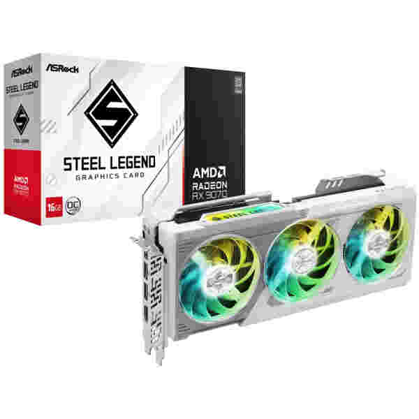 Grafična kartica AMD 9070 Asrock Steel Legend OC bela - 16GB GDDR6  | 1xHDMI 2.1b 3xDisplayport 2.1a (90-GA5EZZ-00UANF)