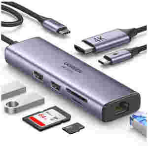 Priklopna postaja USB-C => 2x USB3.0 tip A 1x USB-C PD 100W 1x HDMI 1x RJ45 1x čitalec kartic SD/microSD Ugreen