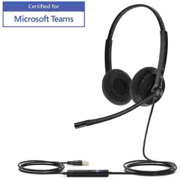 Slušalke žične Yealink naglavne z mikrofonom USB UH34 črne (1308048)