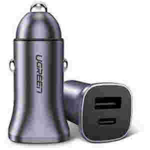 Avto polnilec 12V/24V => USB-A + USB-C UGREEN 18W 2x USB PD Qualcomm Quick Charge 4.0