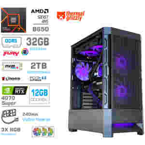 Računalnik MEGA MT S8 R7-9700X/RTX4070 Super/32GB-DDR5/2TB-4.0/750W/Brez OS/črna RGB + Estetski napajalni kabli [Vijolična / Črna]