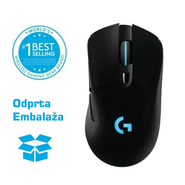 Miš Logitech brezžična G703 Hero LightSpeed optična gaming 6 gumbov 25600DPI črna - odprta embalaža (910-005640-OE)