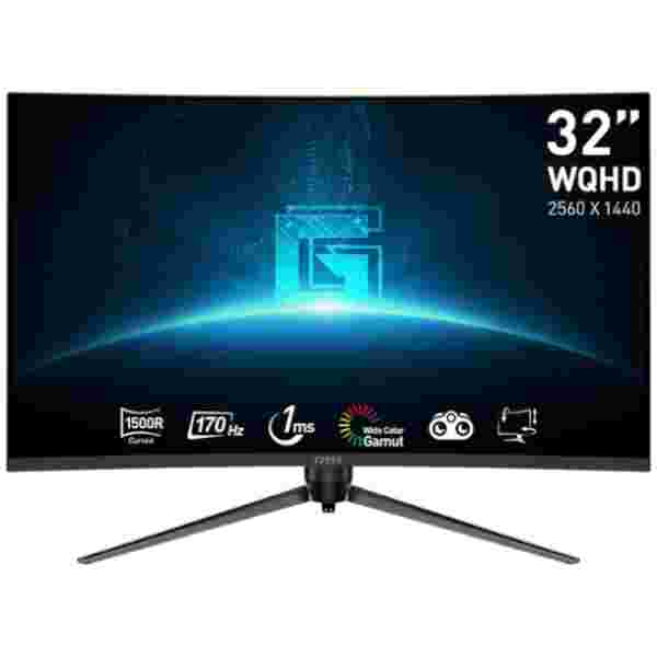 Zaslon MSI G32CQ5P / 31.5" / WQHD / 170Hz / 1ms (MPRT) / ukrivljen / črn