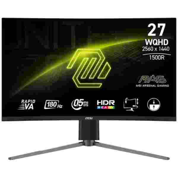 Zaslon MSI MAG-27CQ6PF / 27" / WQHD / 180Hz / 0.5ms (GtG) / ukrivljen / črn