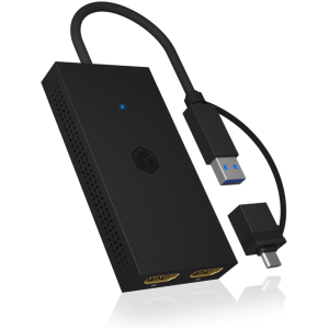 Icybox IB-SPL1029AC USB-C/A na dvojni HDMI razdelilnik (2k@60Hz/4k@30Hz)