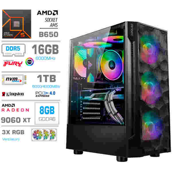 Računalnik MEGA TWR S7 R5-7600X/RX9060 XT/16GB-DDR5/1TB-4.0/750W/Brez OS RGB