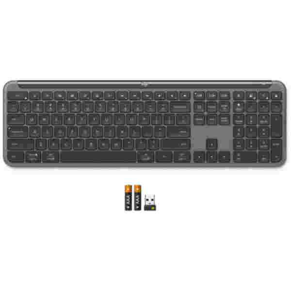 Tipkovnica brezžična + Bluetooth Logitech Signature Slim K950 US international | SLO gravura grafitna (920-012465)