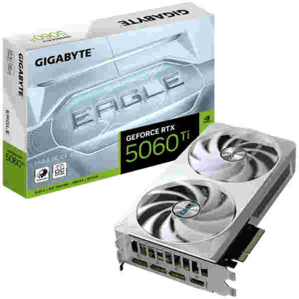 Grafična kartica nVidia RTX5060Ti GigaByte Eagle OC Ice Bela - 16GB GDDR7 (GV-N506TEAGLEOC ICE-16GD)