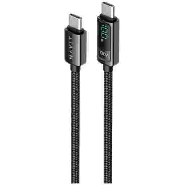 HAVIT kabel za polnjenje USB-C na USB-C z LCD 100W