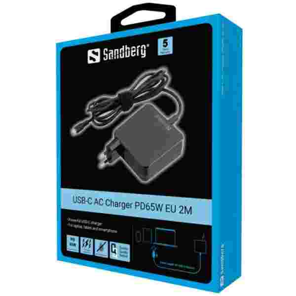 Sandberg USB-C polnilnik PD65W EU 2M