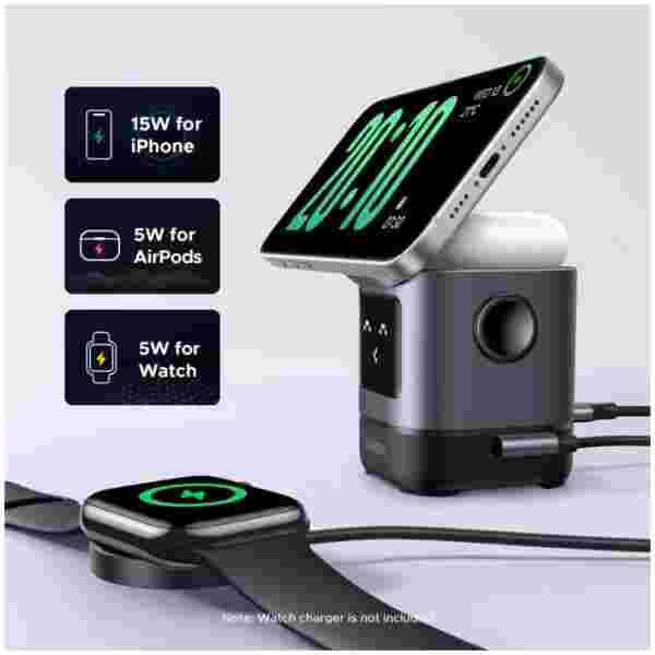 Ugreen Uno 2-in-1 magnetni brezžični polnilnik 15W