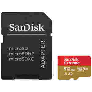 Spominska kartica SDXC 512GB Sandisk Extreme 190MB/130MB/s U3 V30 UHS-I +adapter (SDSQXAV-512G-GN6MA)