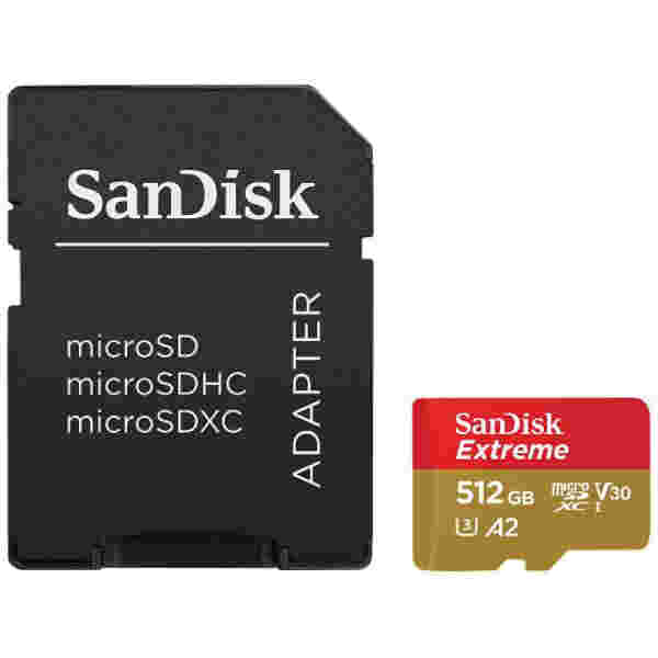 Spominska kartica SDXC 512GB Sandisk Extreme 190MB/130MB/s U3 V30 UHS-I +adapter (SDSQXAV-512G-GN6MA)