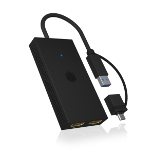 Icybox IB-SPL1029AC USB-C/A na dvojni HDMI razdelilnik (2k@60Hz/4k@30Hz)