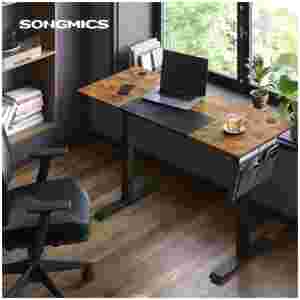 SONGMICS električna Sit/Stand miza z okvirjem črno rustikalna