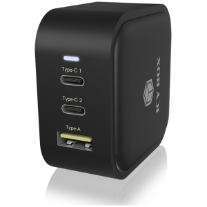 IcyBox IB-PS1030-PD 3-portni USB-C/A 65W GaN polnilec