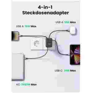 Ugreen Nexode 4v1 USB vtičnica 30W z 2xUSB