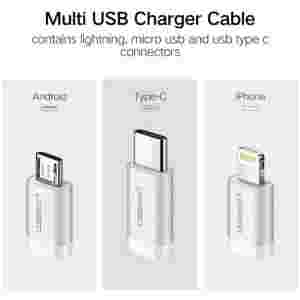 Ugreen USB 2.0 na Micro USB+Lightning+Type C (3 v 1) podatkovni kabel pleten 1