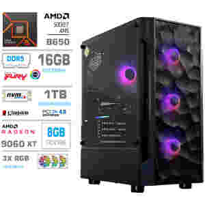 Računalnik MEGA TWR S7 R5-7600X/RX9060 XT/16GB-DDR5/1TB-4.0/750W/Brez OS RGB