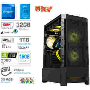 Računalnik MEGA MT S8 i7-12700K/RTX5060Ti-16GB/32GB/1TB-4.0/750W/Brez OS/črna RGB + Estetski napajalni kabli [Rumena / Črna]