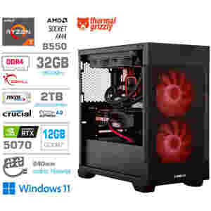 Računalnik MEGA MT S7X R7-5800X/RTX5070/32GB/2TB-4.0/750W/Win11Home/črna RGB + Estetski napajalni kabli [Rdeča / Črna]