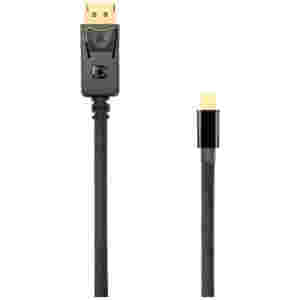 Kabel DisplayPort mini (m) => DisplayPort (m) 2,00m  SBOX črn