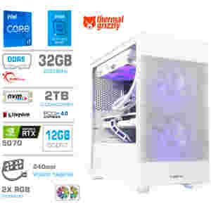 Računalnik MEGA MT S7X i7-14700K/RTX5070/32GB-DDR5/1TB-4.0/750W/Brez OS/bela RGB + Estetski napajalni kabli [Vijolična / Bela]