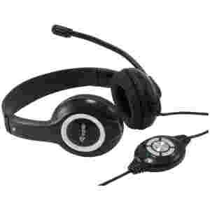 Slušalke žične Equip naglavne z mikrofonom USB črne kontrolnik na kablu (245301)