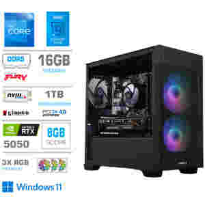 Računalnik MEGA MT S7X i5-12400F/RTX5050/16GB/1TB-4.0/750W/Win11Home/črna RGB