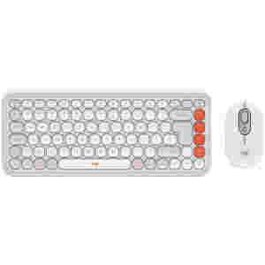 Tipkovnica in miš Logitech brezžična + Bluetooth POP Icon Combo US international bela tiha SLO gravura (920-013141)