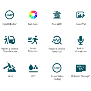 TP-LINK VIGI 5MP Full-Color Dome mrežna kamera (do 2880 × 1620 H.265+ 30fps)