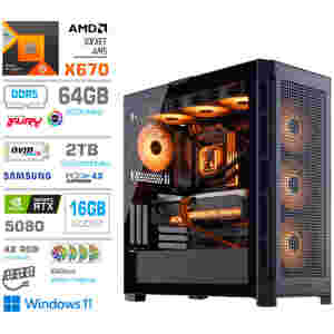 Računalnik MEGA TWR S11 R9-9950X/RTX5080/64GB-DDR5/4TB-4.0/1050W/Win11Home/črna RGB + Estetski napajalni kabli [Oranžna / Črna]