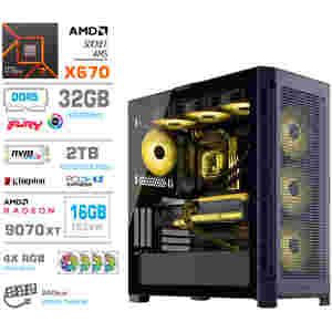 Računalnik MEGA TWR S11 R7-9700X/RX9070 XT/32GB-DDR5/2TB-4.0/1050W/Brez OS/črna RGB + Estetski napajalni kabli [Rumena / Črna]