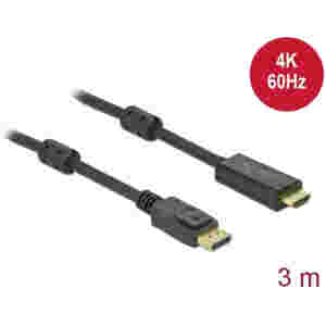 Kabel DisplayPort (m) => HDMI (m) 3,0m Delock 4K@60Hz - črn (85957)