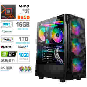 Računalnik MEGA MT S7 R5-7600X/RTX5060Ti-16GB/16GB-DDR5/1TB-4.0/750W/Brez OS RGB