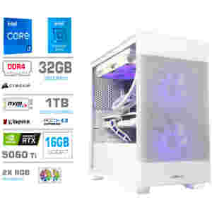 Računalnik MEGA MT S7X i7-14700F/RTX5060Ti-16GB/32GB/1TB-4.0/750W/Brez OS/bela RGB + Estetski napajalni kabli [Vijolična / Bela]