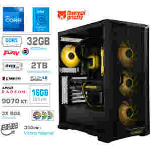 Računalnik MEGA TWR S10 i7-12700K/RX9070 XT/32GB-DDR5/2TB-4.0/1050W/Brez OS/črna RGB + Estetski napajalni kabli [Rumena / Črna]