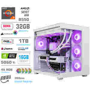 Računalnik MEGA MT S5 R7-5700X/RTX5060Ti-16GB/32GB-DDR5/1TB-4.0/750W/Brez OS/bela RGB + Estetski napajalni kabli [Vijolična / Bela]