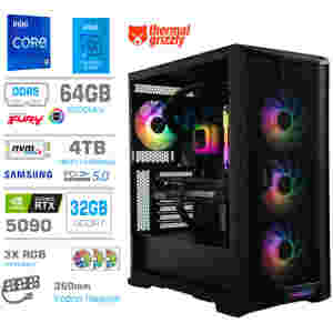 Računalnik MEGA TWR S10 i9-14900K/RTX5090/64GB-DDR5/4TB-5.0/1050W/Brez O/rdeča črna zelena / črna RGB