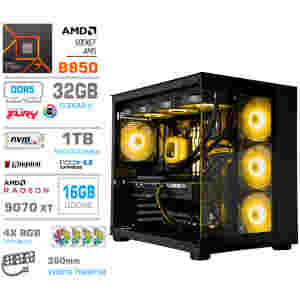 Računalnik MEGA MT S5 R7-7700X/RX9070 XT/32GB-DDR5/1TB-4.0/750W/Brez OS/črna RGB + Estetski napajalni kabli [Rumena / Črna)