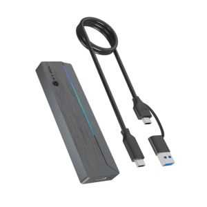 IcyBox IB-1826MCL-CU31 ohišje za M.2 NVMe/SATA SSD z vmesnikom USB-C 3.2 Gen 2 in RGB lučmi