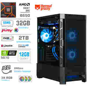 Računalnik MEGA MT S8 R7-7800X3D/RTX5070/32GB-DDR5/2TB/750W/Brez OS/črna RGB + Estetski napajalni kabli [Svetlo modra / Črna]