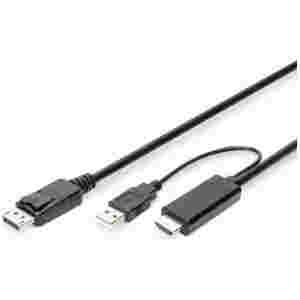 Kabel HDMI (m) => DisplayPort 2,00m vgrajen aktivni pretvornik z USB napajanjem (AK-330111-020-S)