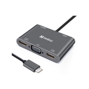 Sandberg USB-C Dock 2xHDMI+1xVGA+USB+PD priklopna postaja
