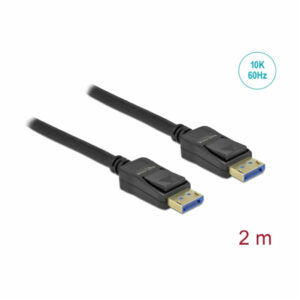 Kabel DisplayPort(m)=>DisplayPort(m) v2.0 2,00m 10K/60Hz pozlačeni konektorji črn Delock (80262)