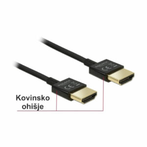 Kabel HDMI(m)=>HDMI(m) v2.0 0,25m UltraHD 4 K pozlačeni kontakti Delock (85117)
