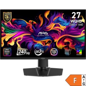 Zaslon MSI MAG 273QP QD‑OLED X24 / 27" / WQHD / 240Hz / 0.03ms (GtG) / črn - nastavljiv po višini