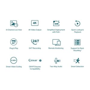 TP-LINK VIGI 8-kanalni omrežni video snemalnik PoE+